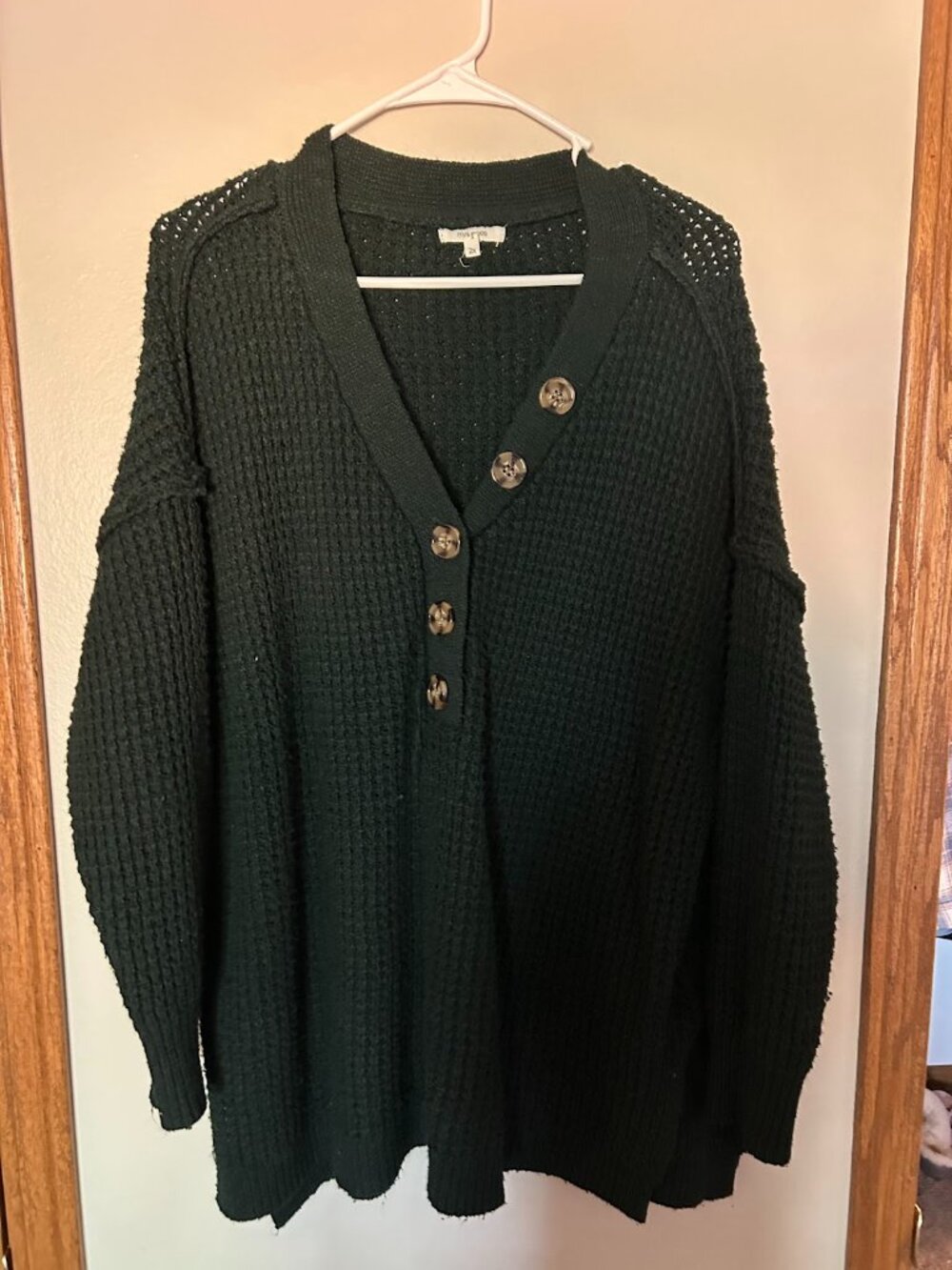 Maurices Plus Size Oversized Waffle Henley Sweater 2X